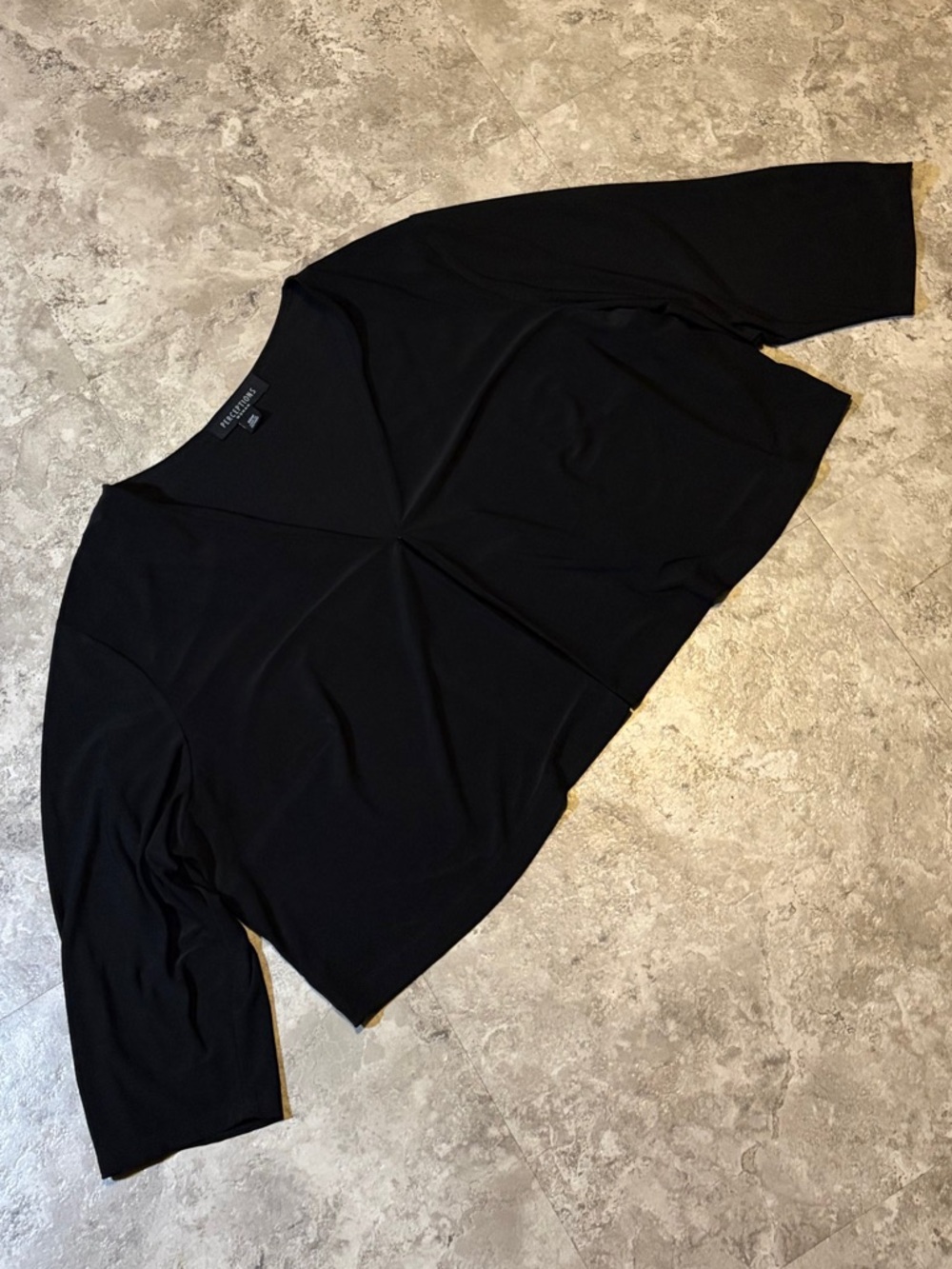 Perceptions cropped quarter sleeve casual black cover up | 20W | relaxed fit